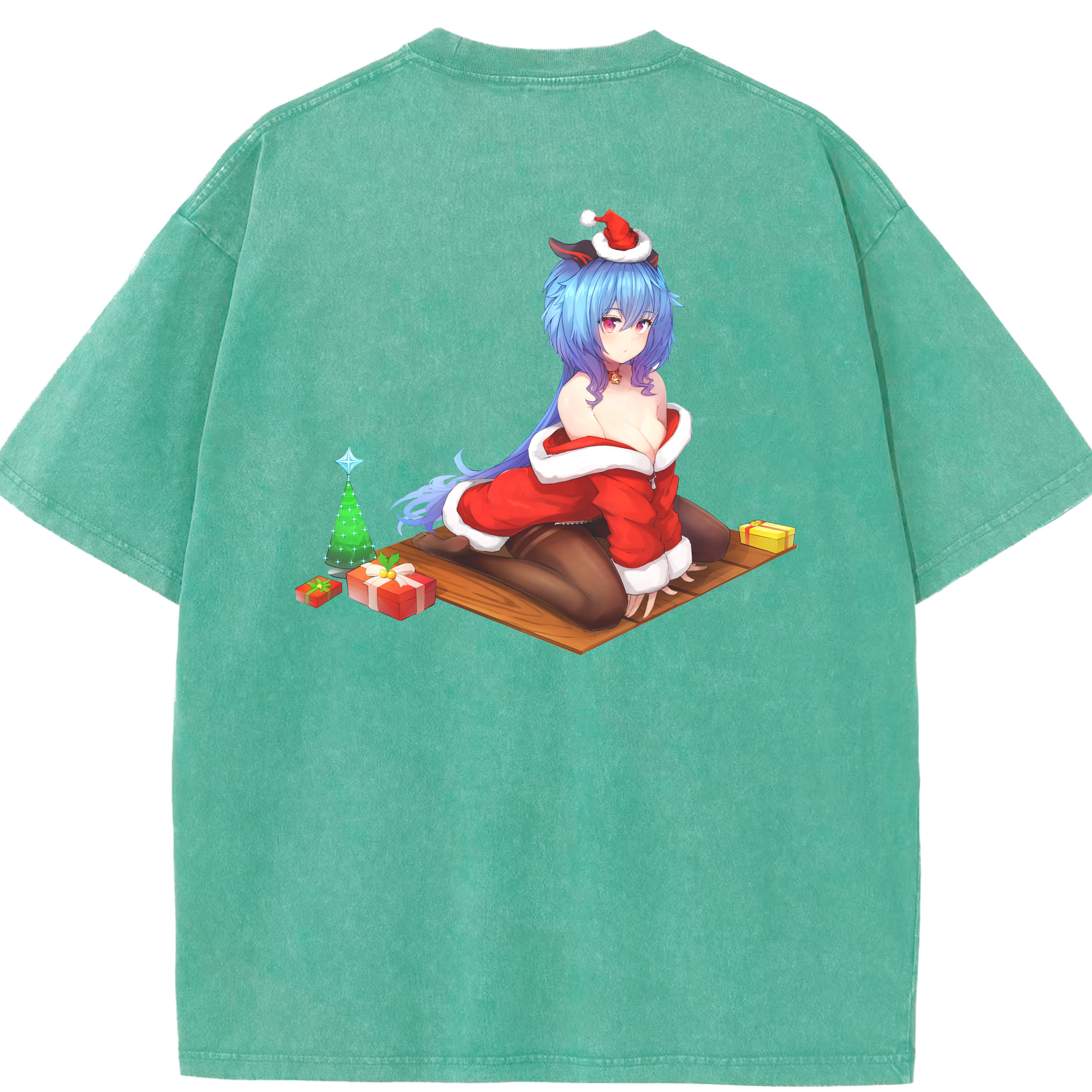 げんし神 甘雨 かんう genshin Ganyu 綿100% ヴィンテージ風 半袖Tシャツ（背面プリント）